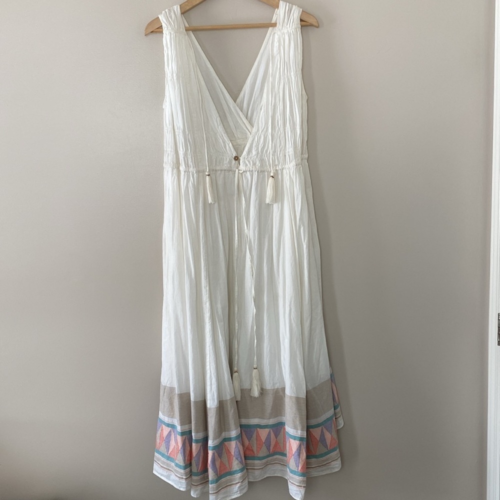Free People Lulu Embroidered‎ Midi Dress Drawstring Waist Endless Summer Size XS - Picture 11 of 16